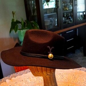 Black Felt Cowboy Hat with Yellowstone Ranch Brand on side